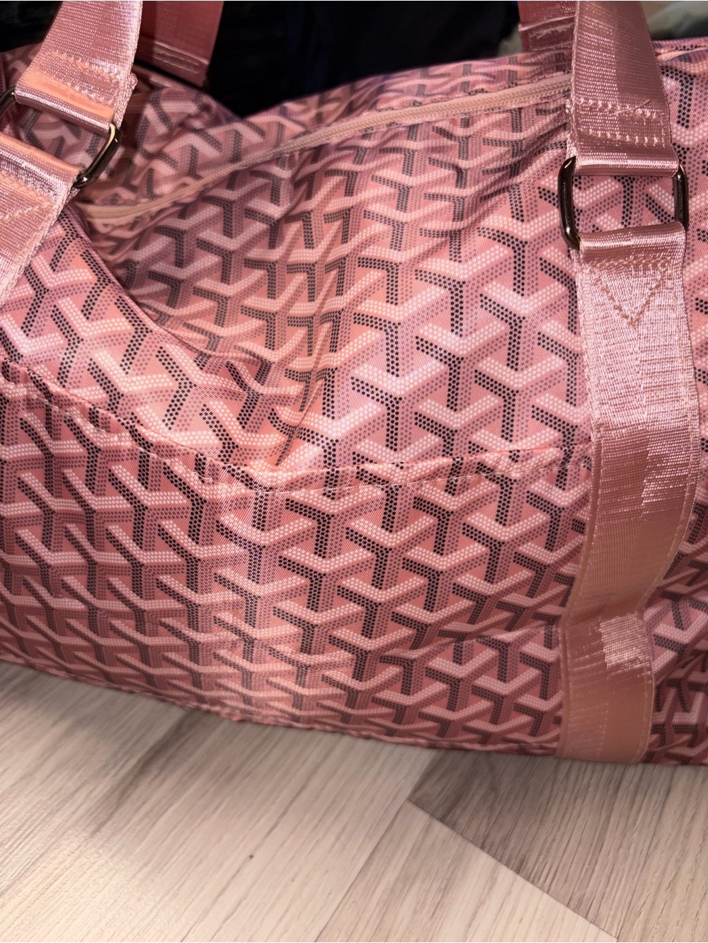 Pink Patterned Travel Duffle Bag with Horse Charm - Picture 3 of 6
